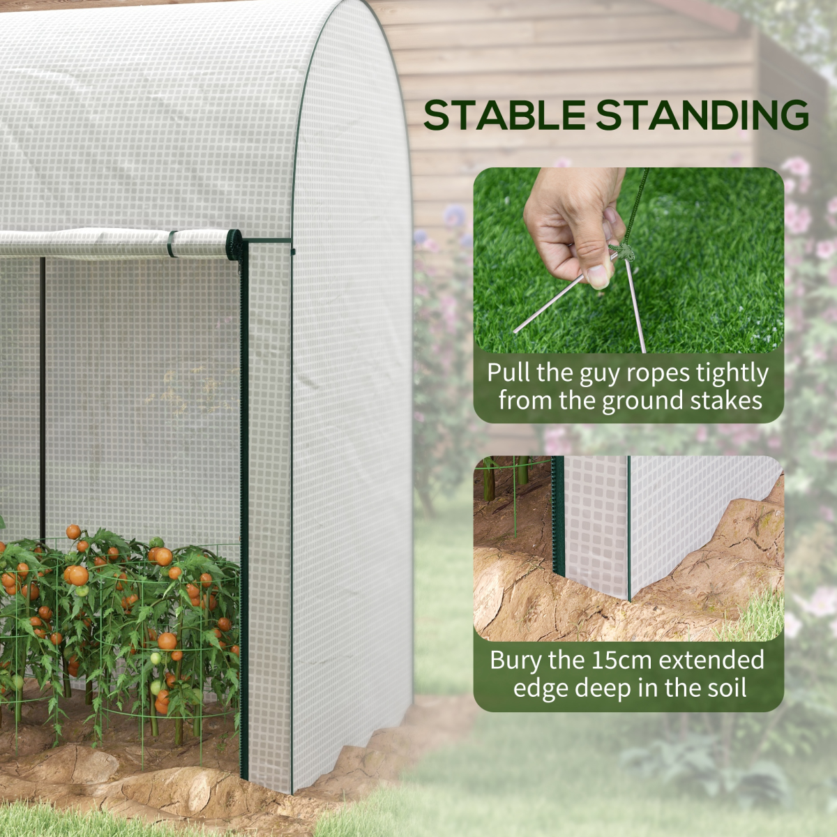 Outsunny Small Tomato Greenhouse 200 x 100 x 178cm, Roll-Up Zipped Doors