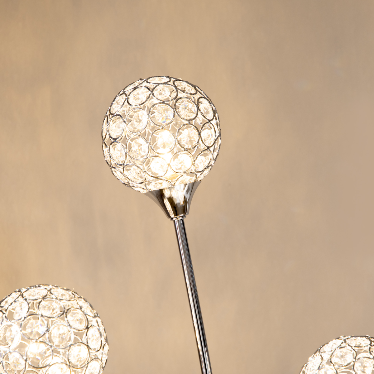 HOMCOM Crystal Floor Lamp, 5-Light Upright Standing Lamp, Silver