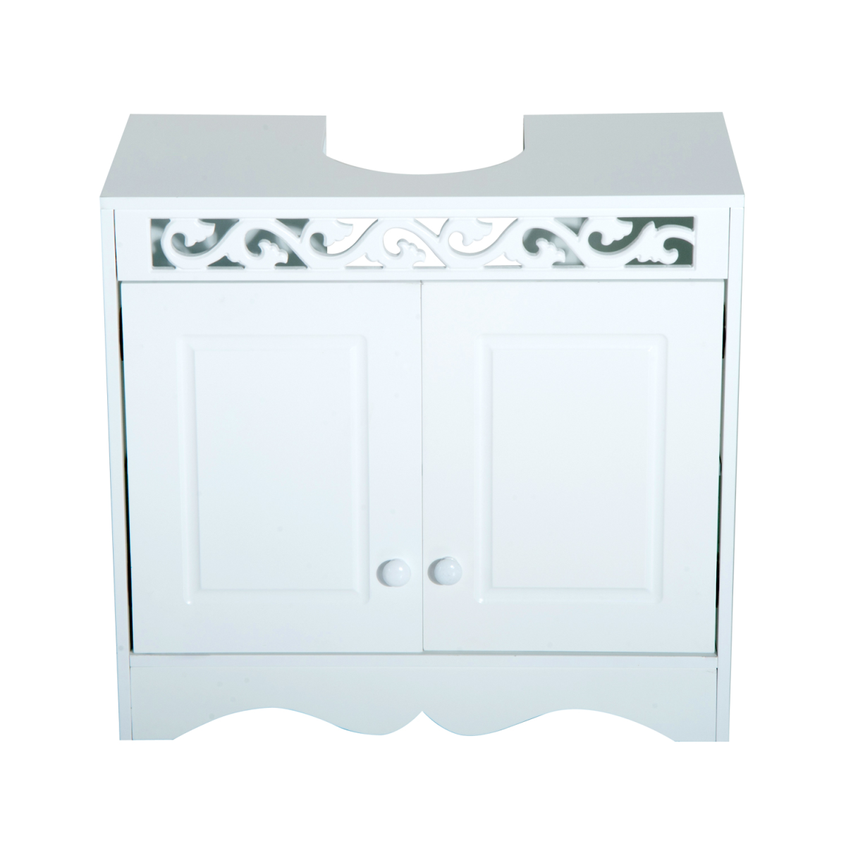 White Wooden Under Sink Bathroom Storage Cabinet, Double Door