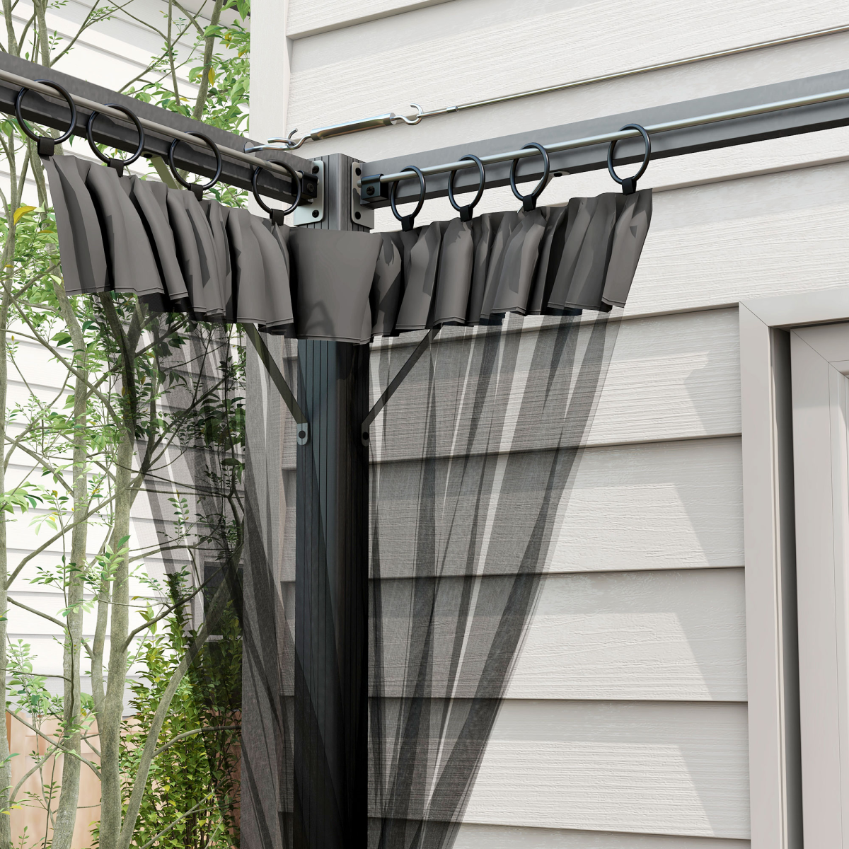 Outsunny 3 x 3 m Dark Grey Pergola with Retractable Roof and Netting