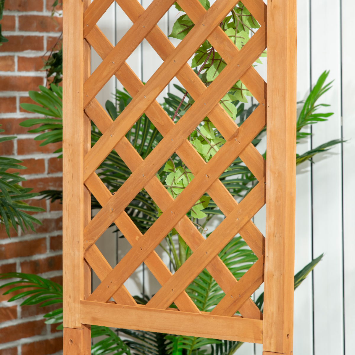 Outsunny Wooden Garden Bench with Arch Pergola, Natural Finish