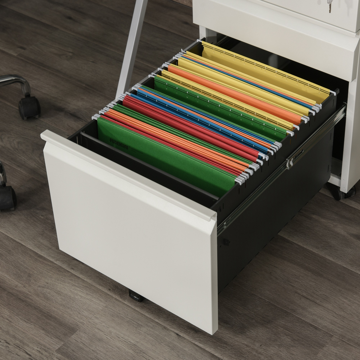 Mobile Lockable Steel Vertical File Cabinet with 3 Drawers and 5 Wheels