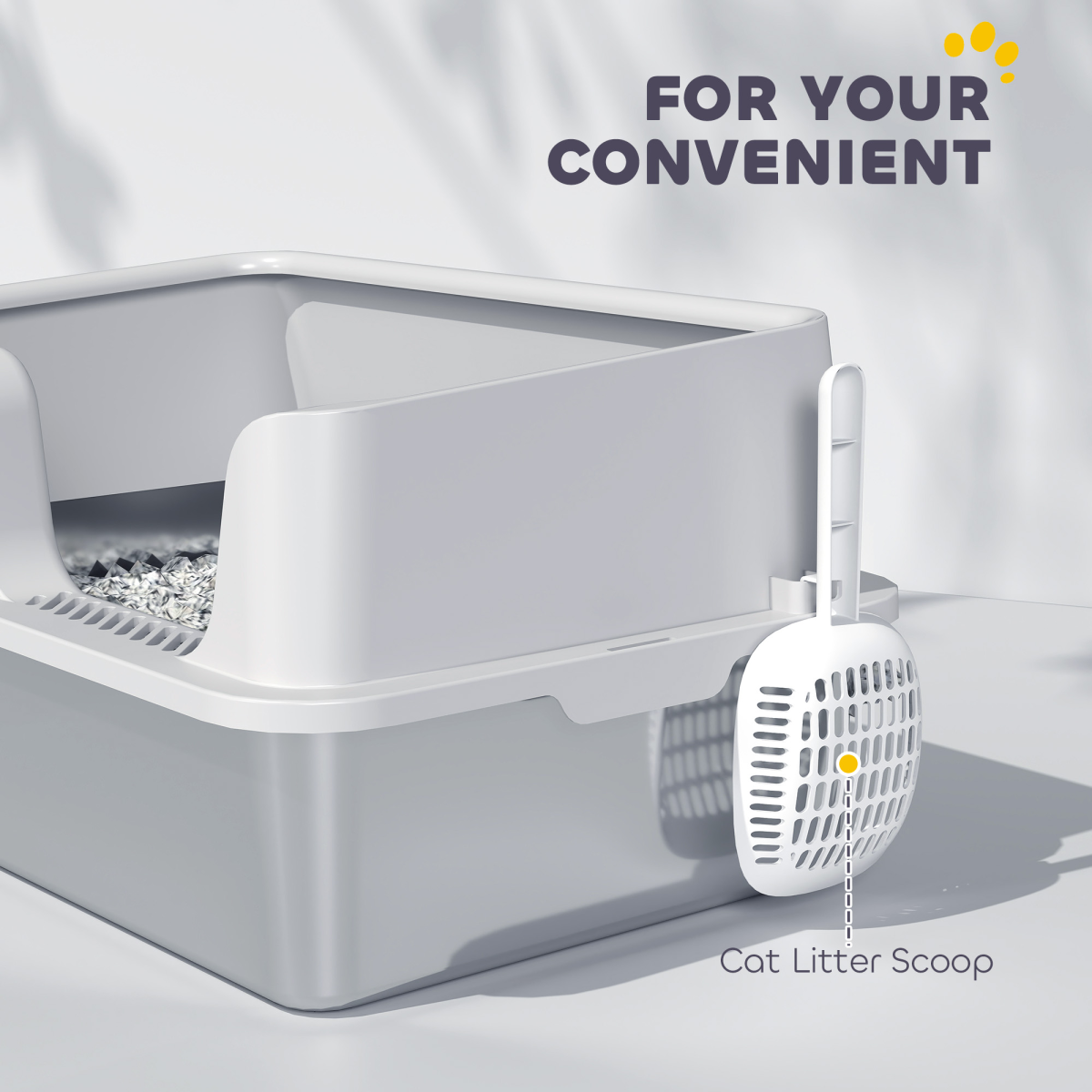 PawHut High-Sided Stainless Steel Cat Litter Tray with Scoop