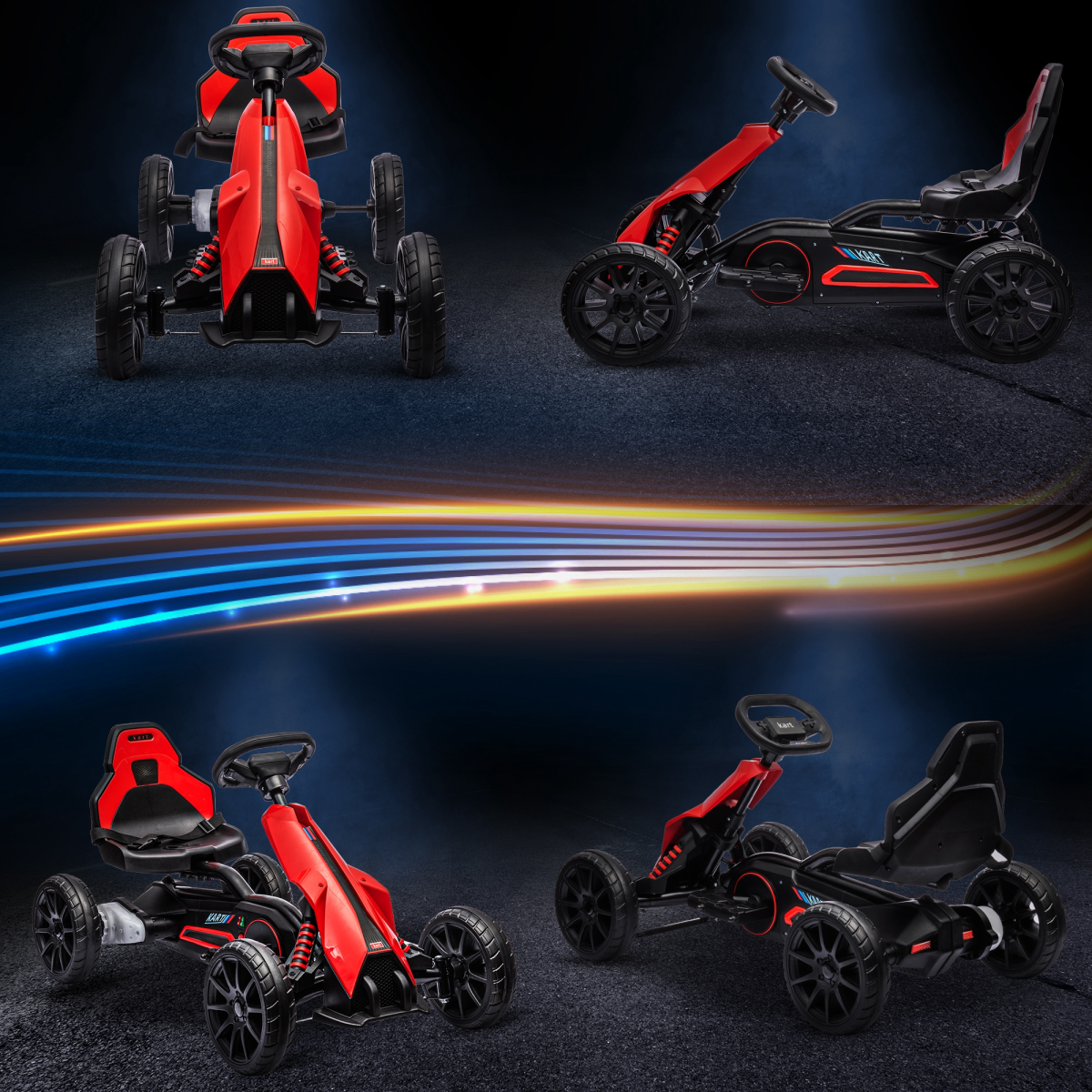 HOMCOM 12V Electric Go Kart, Forward/Reverse, 2 Speeds, Red