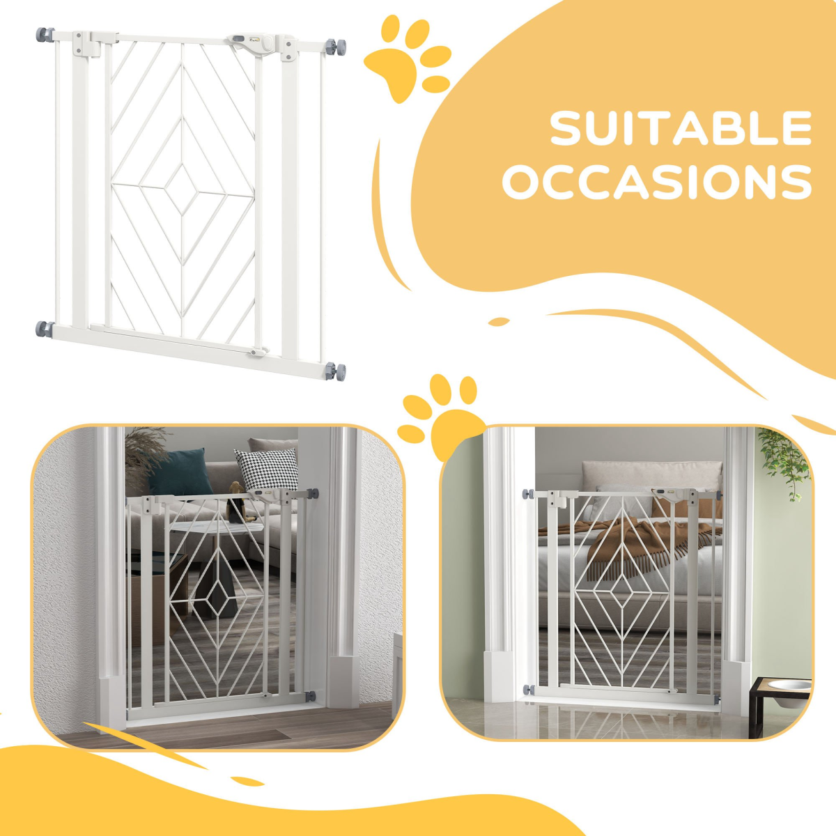 PawHut Adjustable Pressure Fit Safety Gate, Auto Close, 74-80cm
