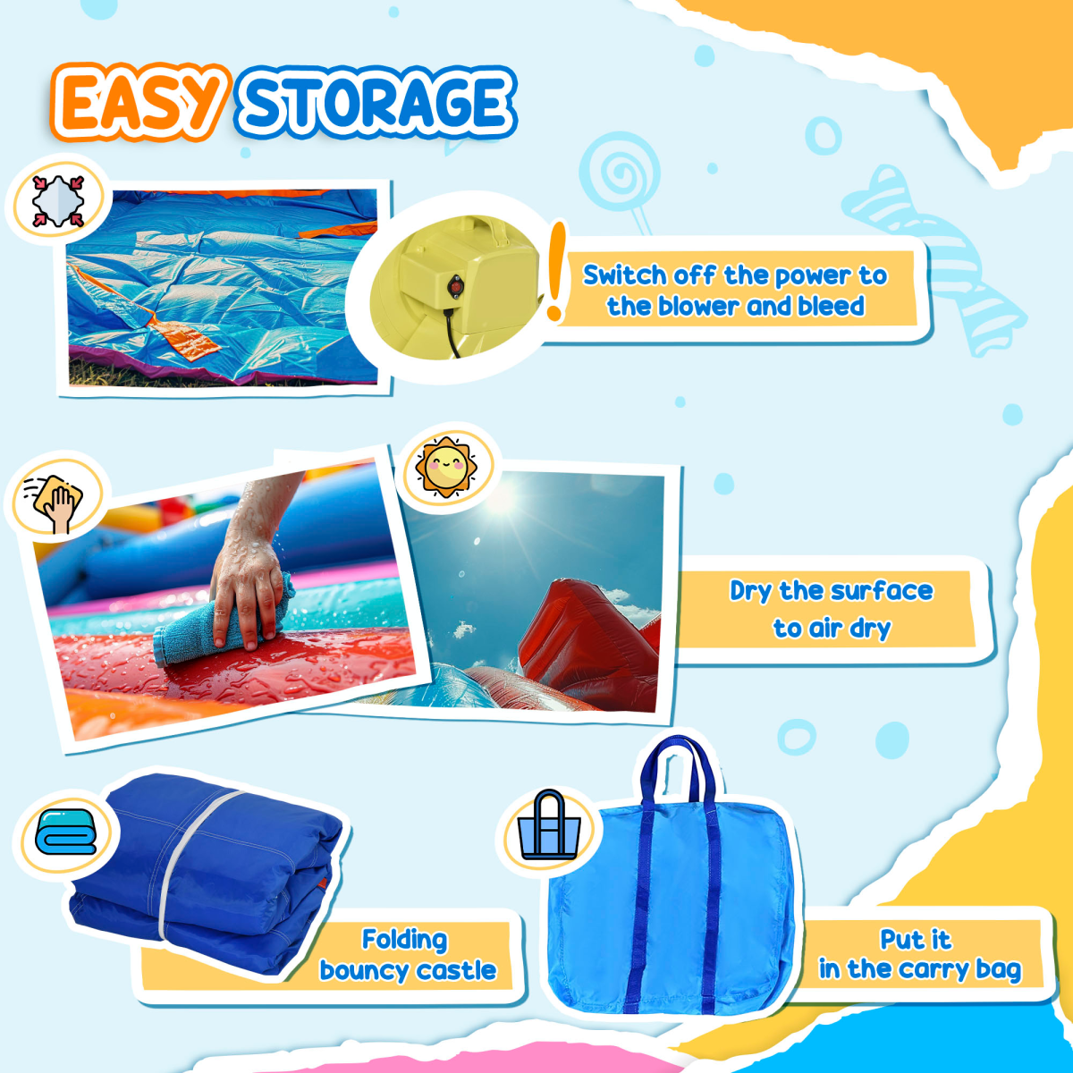 Outsunny Inflatable Water Bounce House with Slide, Pool & Blower