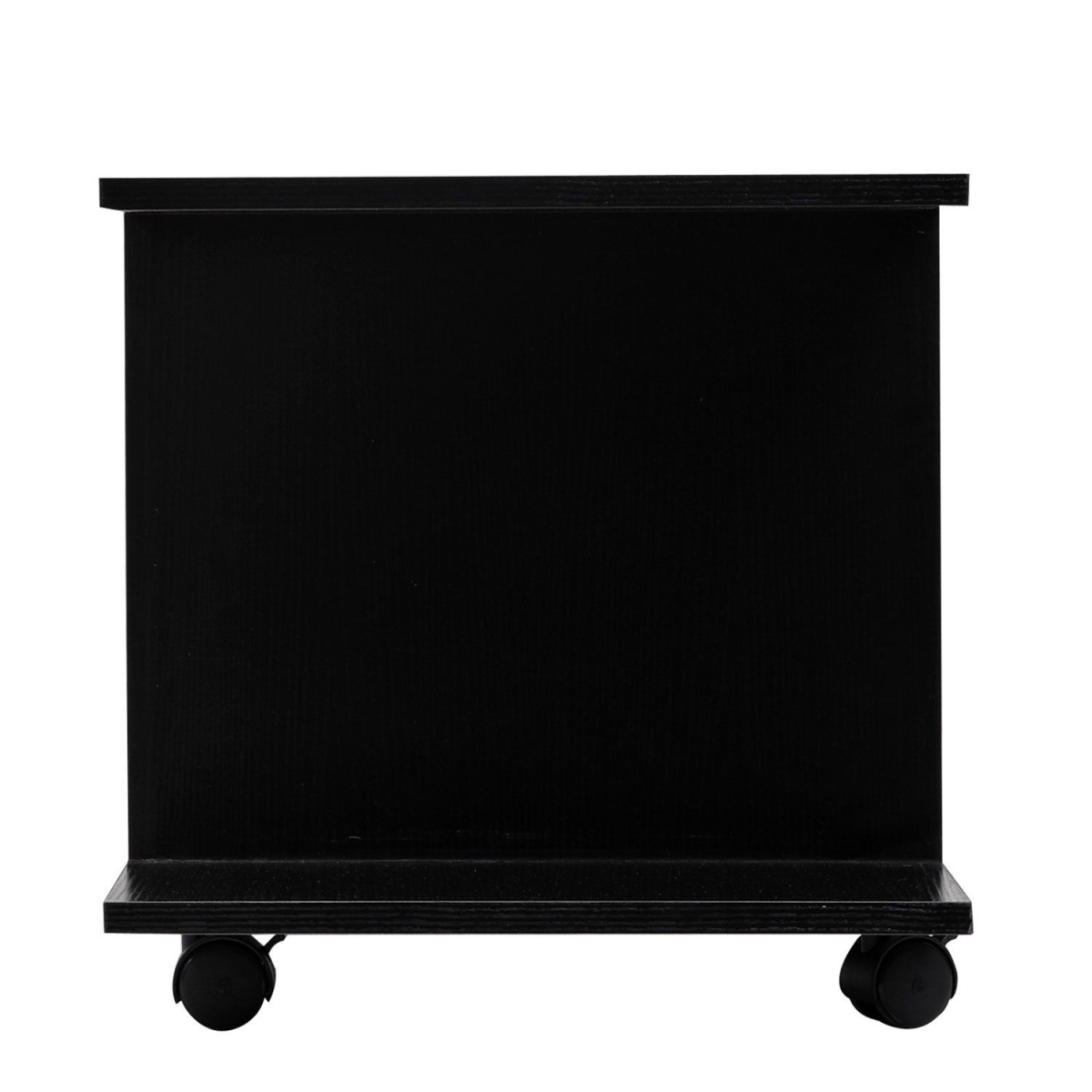 HOMCOM Black Mobile TV Stand with 3-Tier Storage Shelves and Lockable Castor Wheels