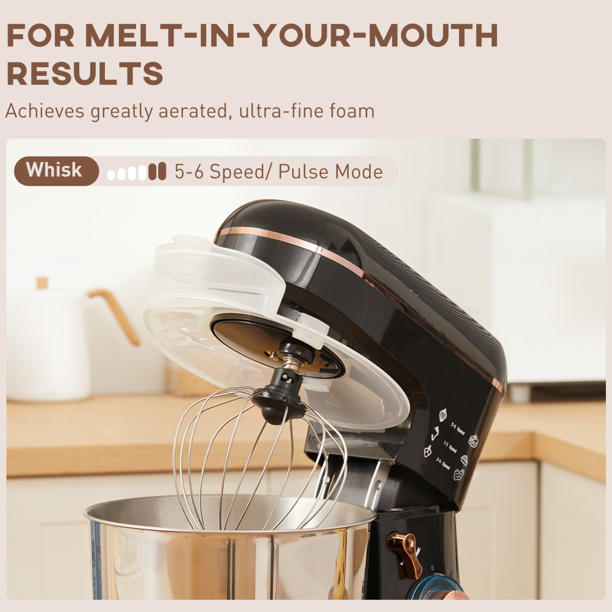 HOMCOM 1400W 5L Stand Mixer with 6 Speeds, Pulse & Tilt-Head