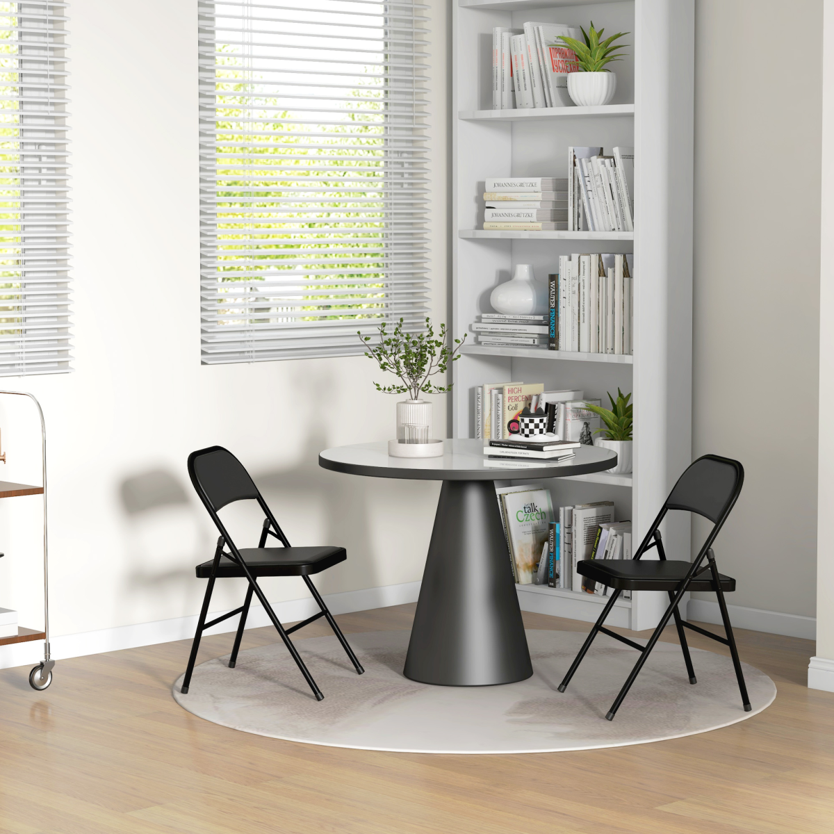 HOMCOM 2 Pack Padded Folding Chairs with Cushioned Seat & Back, Black