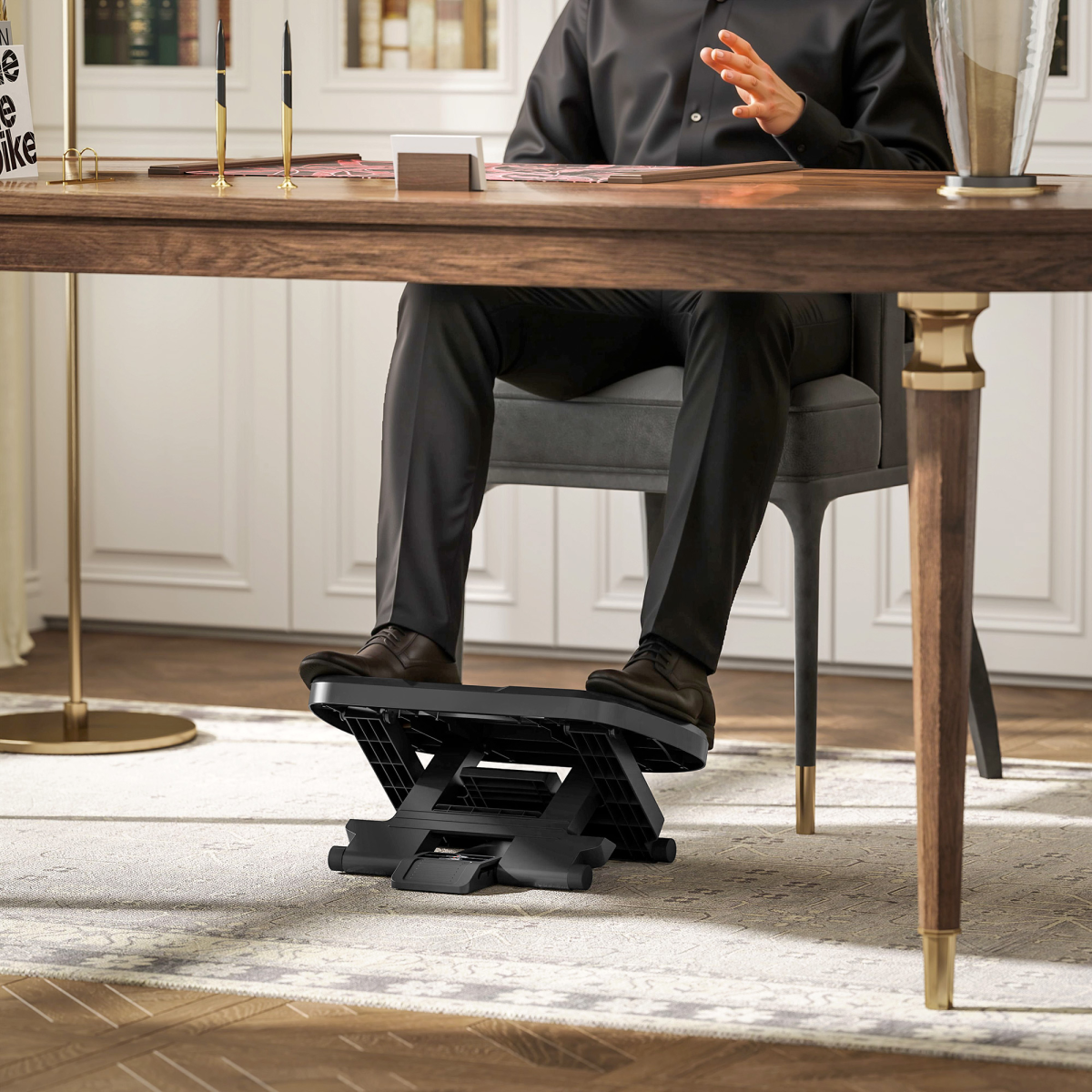 HOMCOM Adjustable Ergonomic Footrest, Height Adjustable, Grey