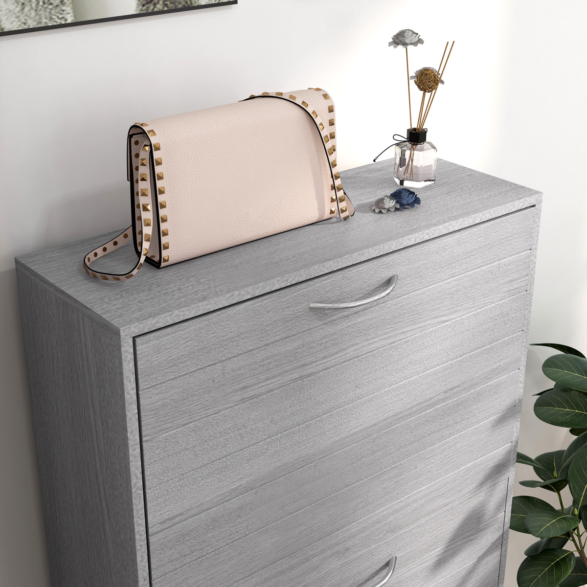 HOMCOM Slim Shoe Storage Cabinet with 3 Flip Drawers for 12 Pair of Shoes