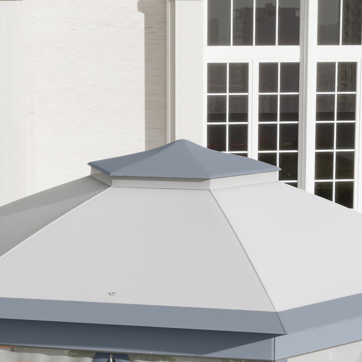 Outsunny Hexagon Pop Up Gazebo with Double Roof and Mesh Curtains, 4m x 4m, Grey