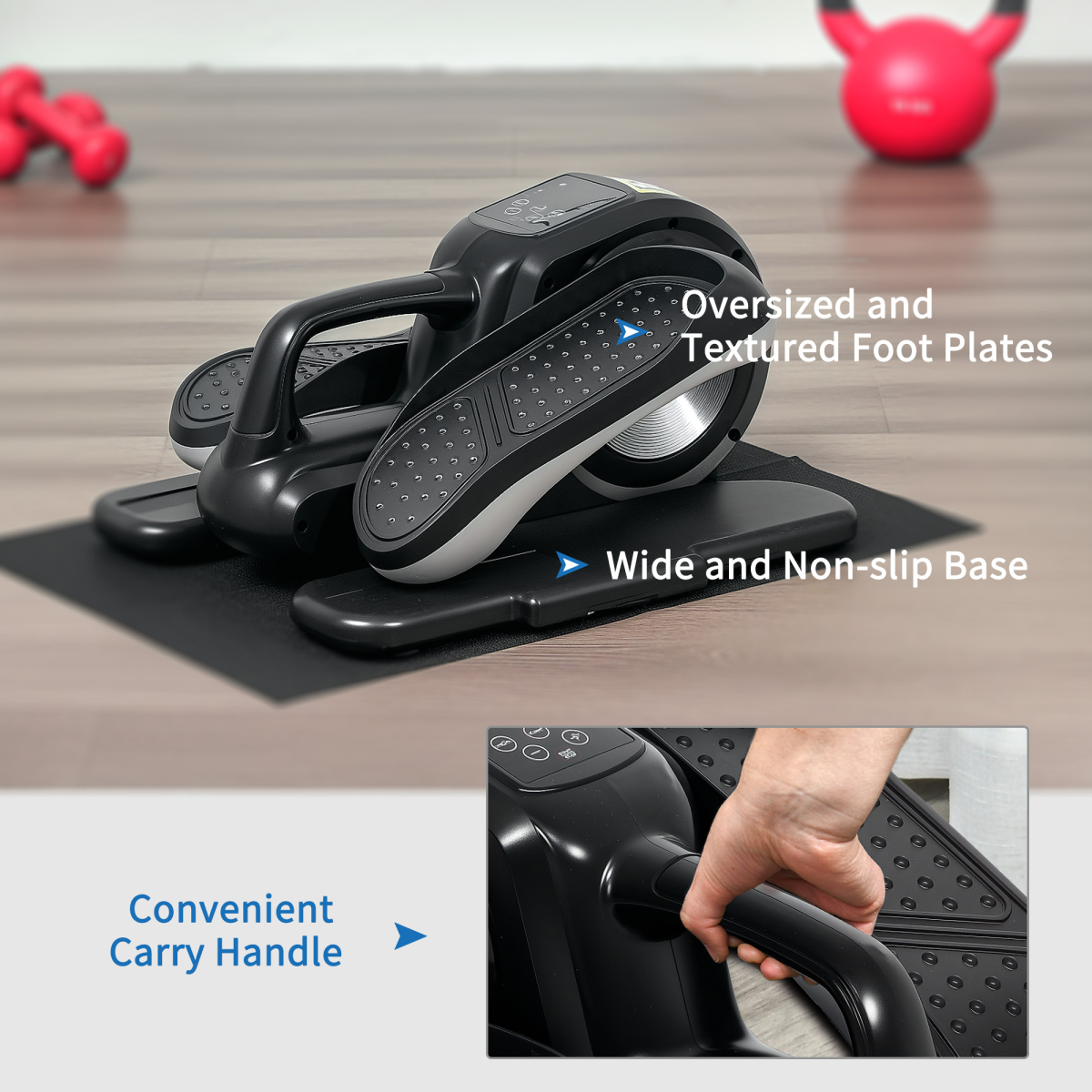 SPORTNOW Mini Seated Elliptical Exerciser with Remote Control and LCD Monitor