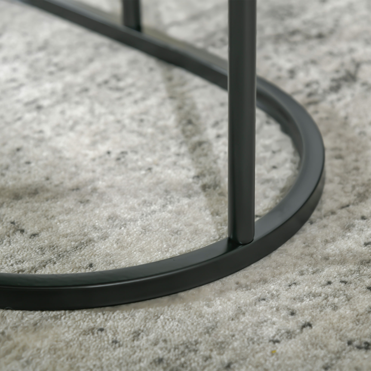 HOMCOM 2-Piece Faux Marble Round & Oval Side Tables, Black