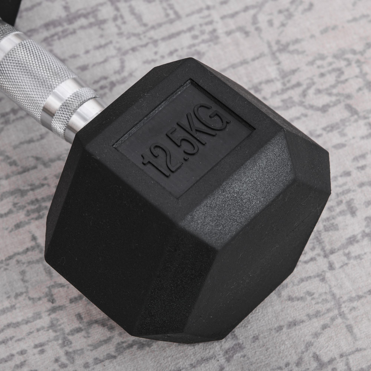 12.5kg Single Rubber Hex Dumbbell with Steel Core for Home Gym