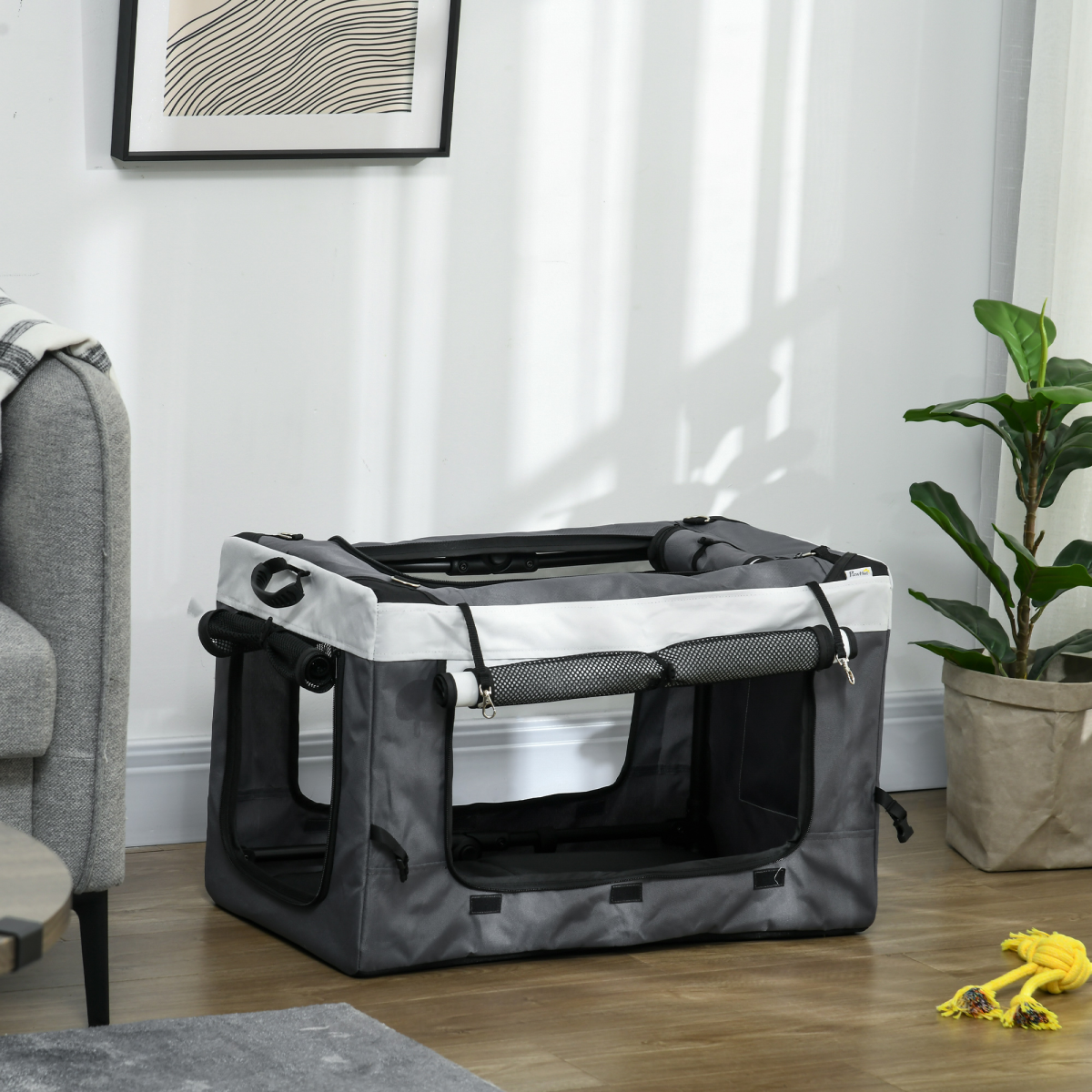 PawHut Foldable Pet Stroller with Detachable Carrier, Grey