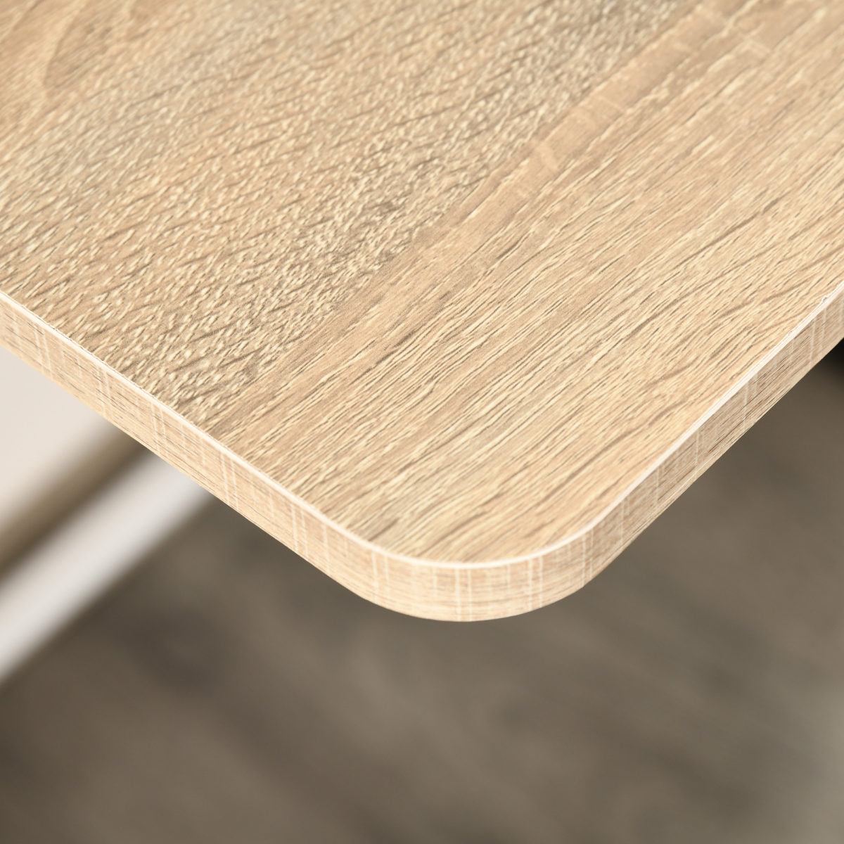 HOMCOM White and Oak Computer Workstation Storage Shelf, Two-Tier Tabletop, Steel Frame, 20kg Max Load