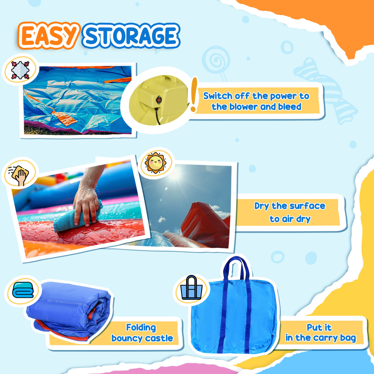 Monster Design Bouncy Castle with Slide, Trampoline & Basket