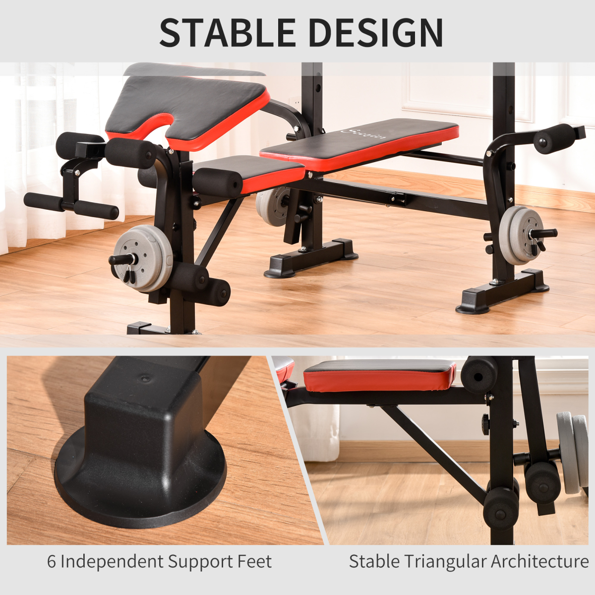 Multi-Function Adjustable Weight Training Bench with Barbell Rack