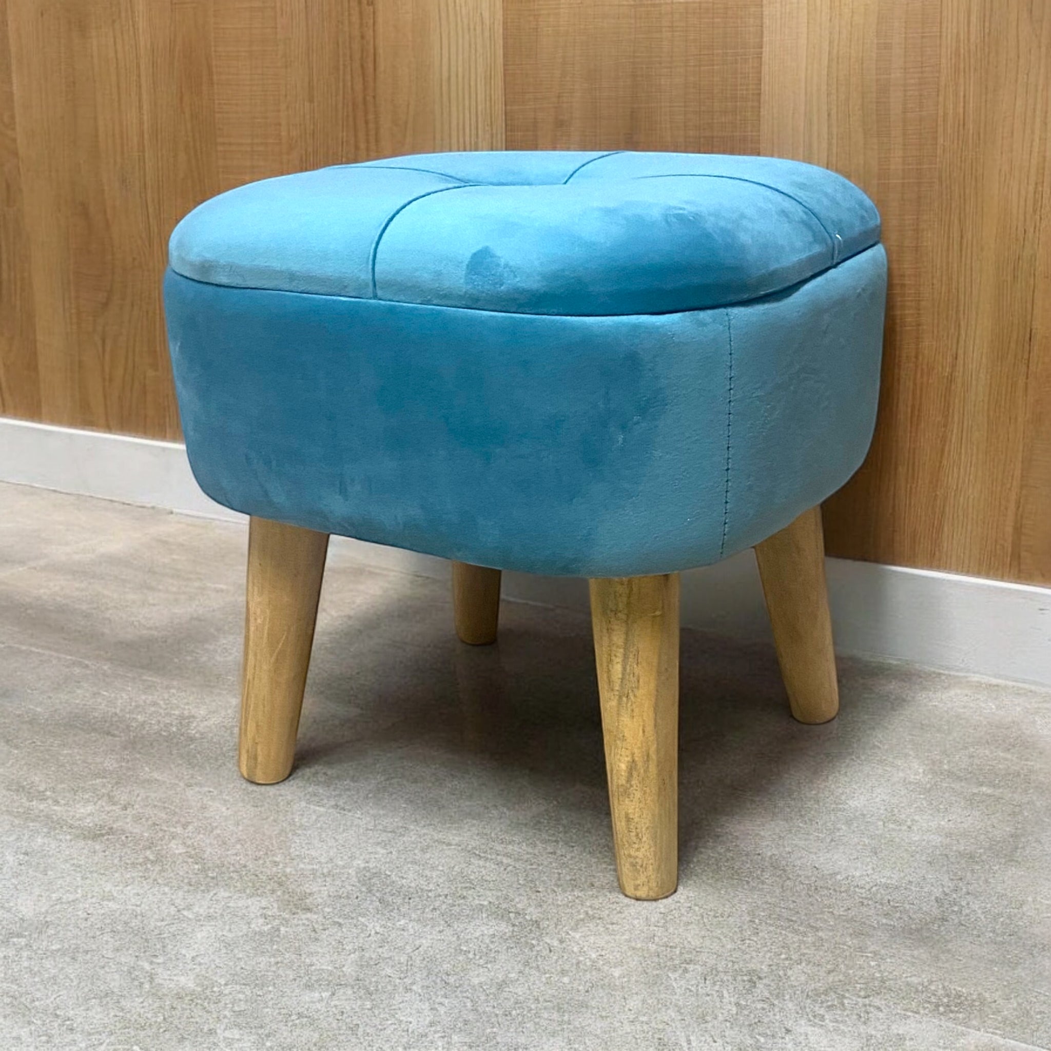 MSL Blue Velvet Stool
