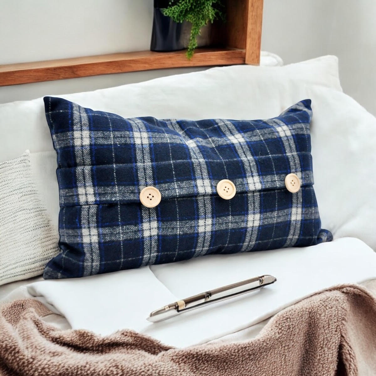 MSL 30 x 50cm Blue Velvet Cushion Cover Only
