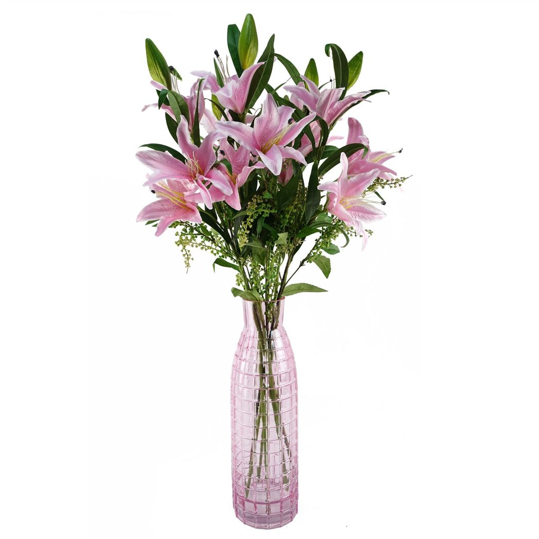 Pack of 6 Artificial Green Foliage Stems with Silk Leaves, 85cm Tall