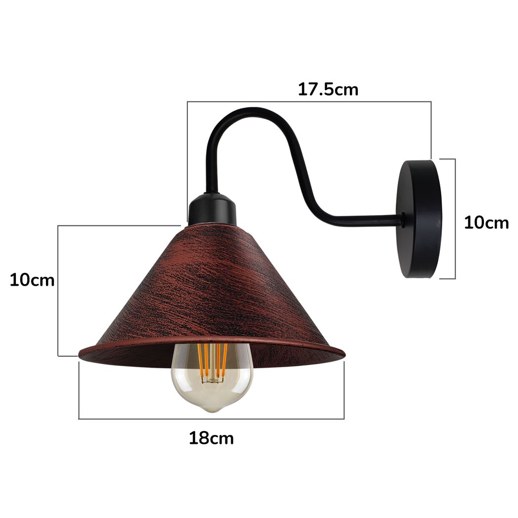 Vintage Black Swan Neck Wall Sconce, E27 Base, Indoor Fixture
