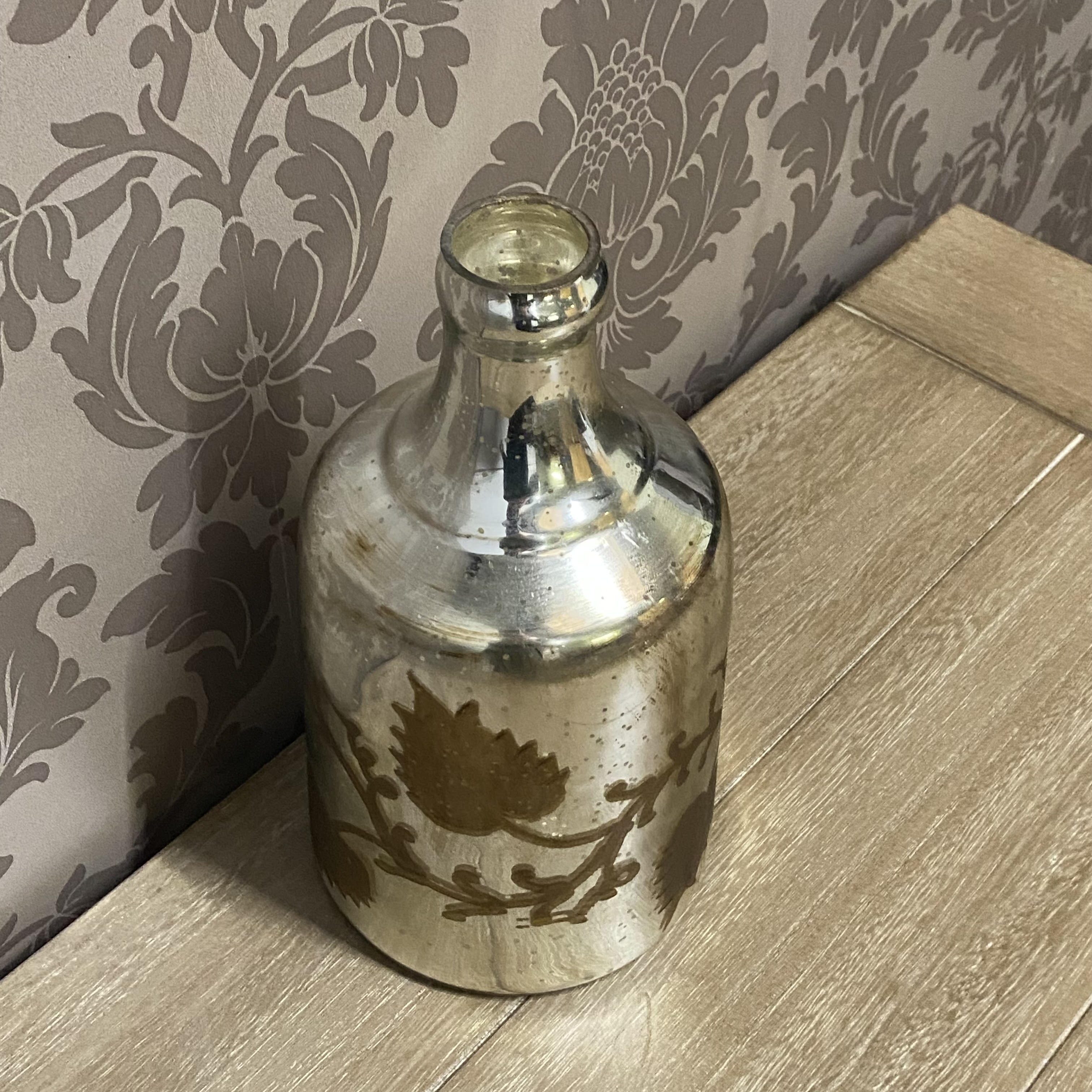11 Inch Antique Silver Glass Decorative Vase