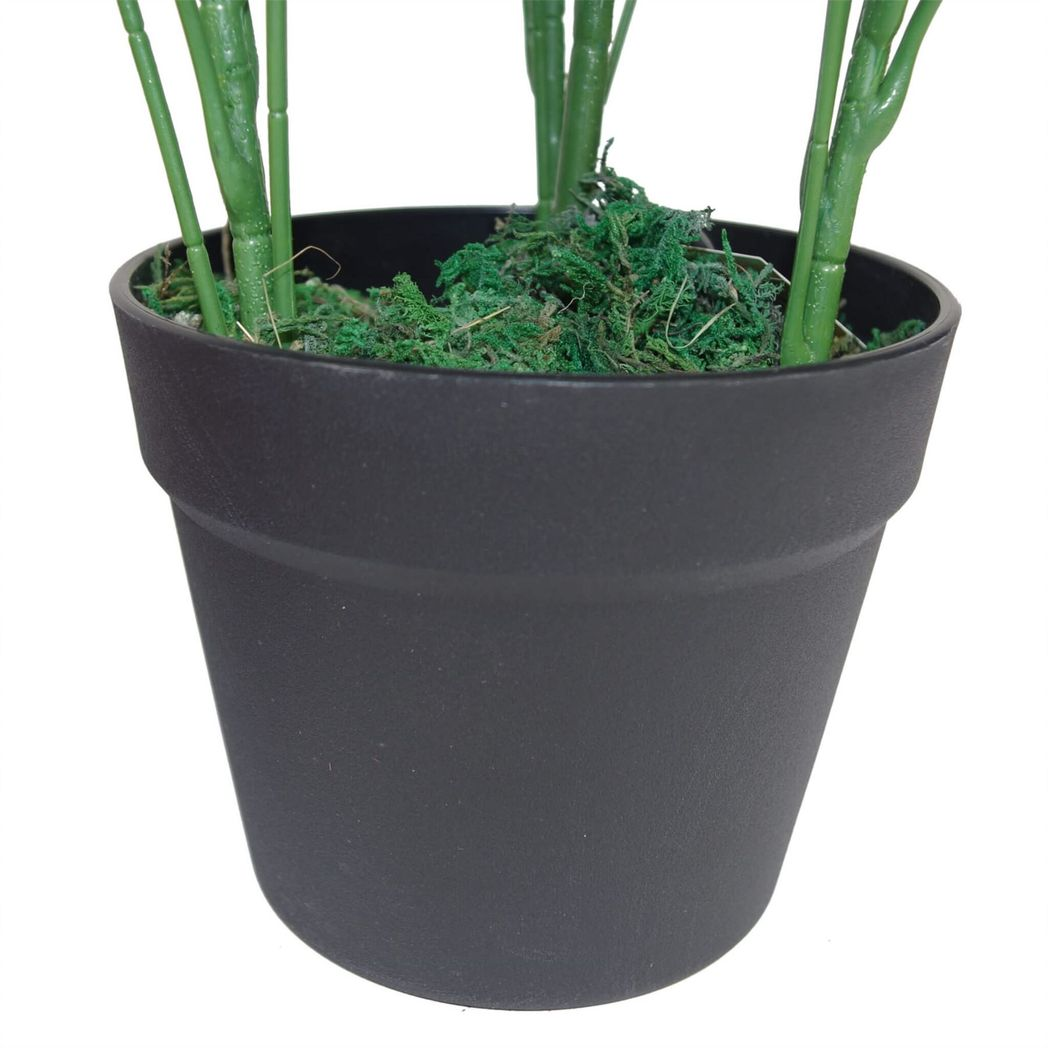 55cm Variegated Artificial Umbrella Plant with 450 Leaves in Black Plastic Pot