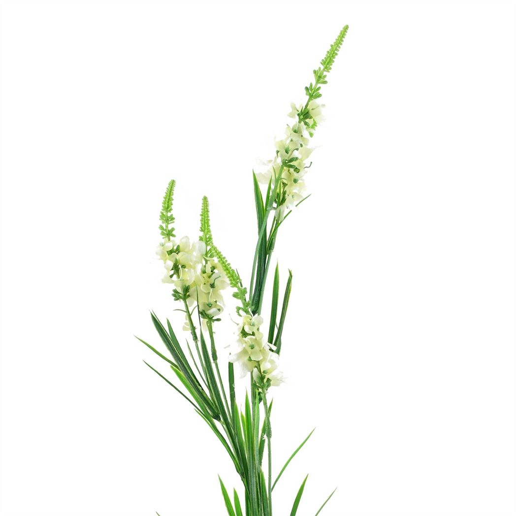 Leaf Pack of 6 White Larkspur Artificial Stems 80cm with Silk Flowers