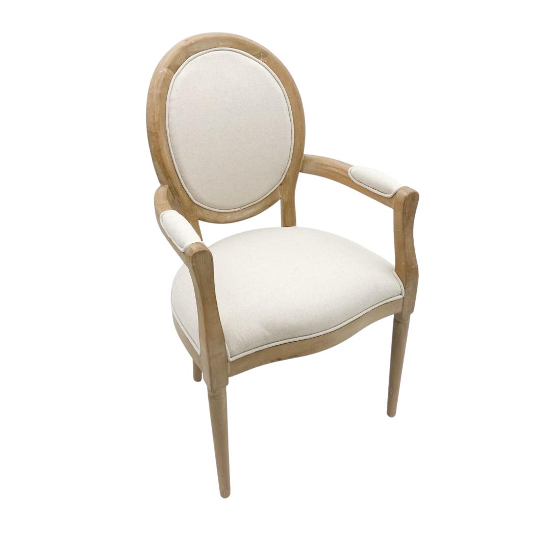 MSL 94cm Linen Fabric Louis Dining Chair with Stud Detail