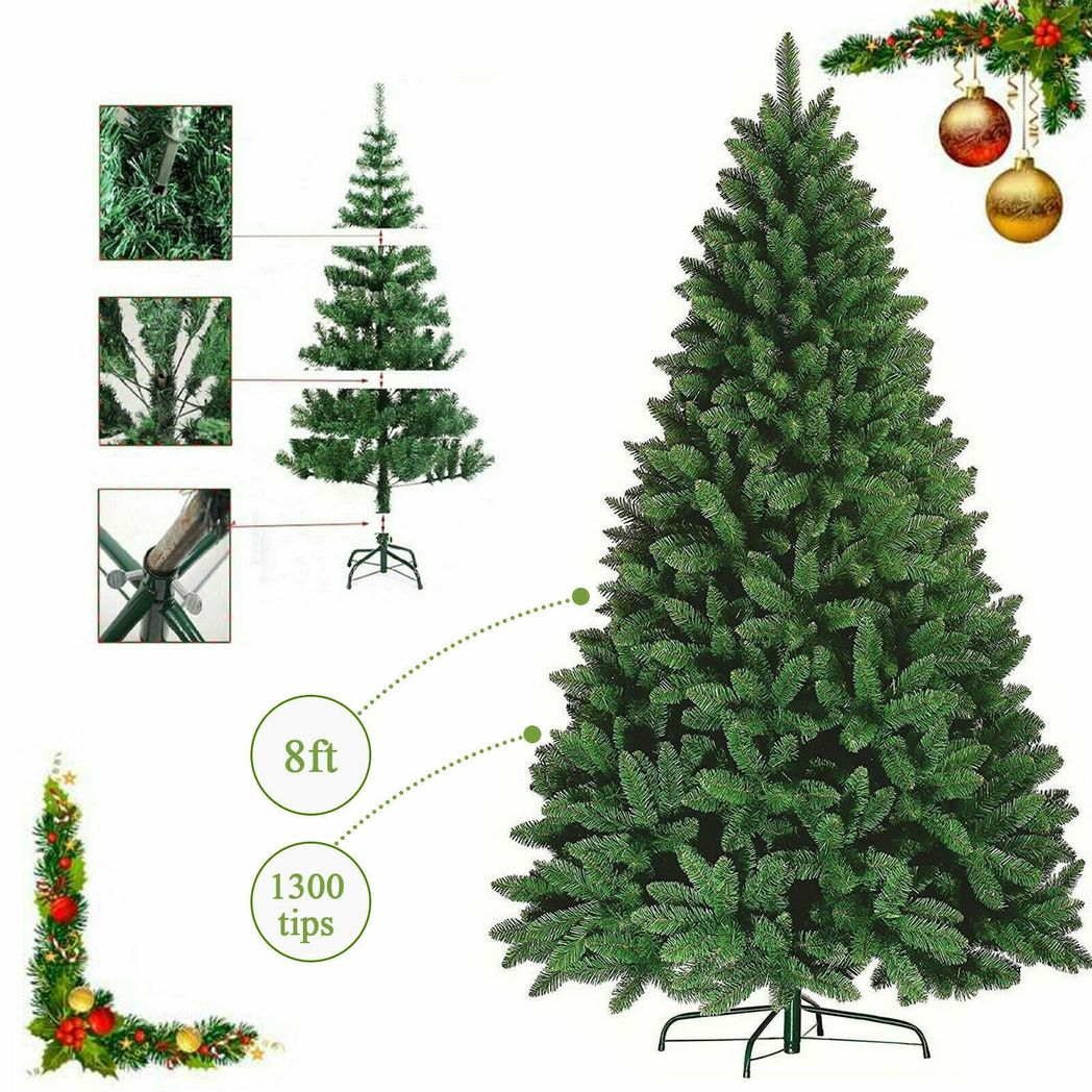 8ft Colorado Green Pine Artificial Christmas Tree with Metal Stand