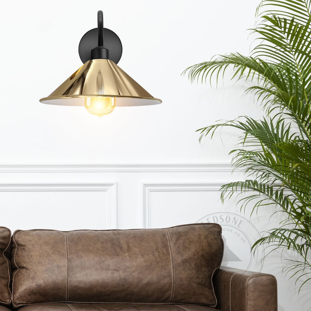 Vintage Black Swan Neck Wall Sconce, E27 Cone Shade Lamp