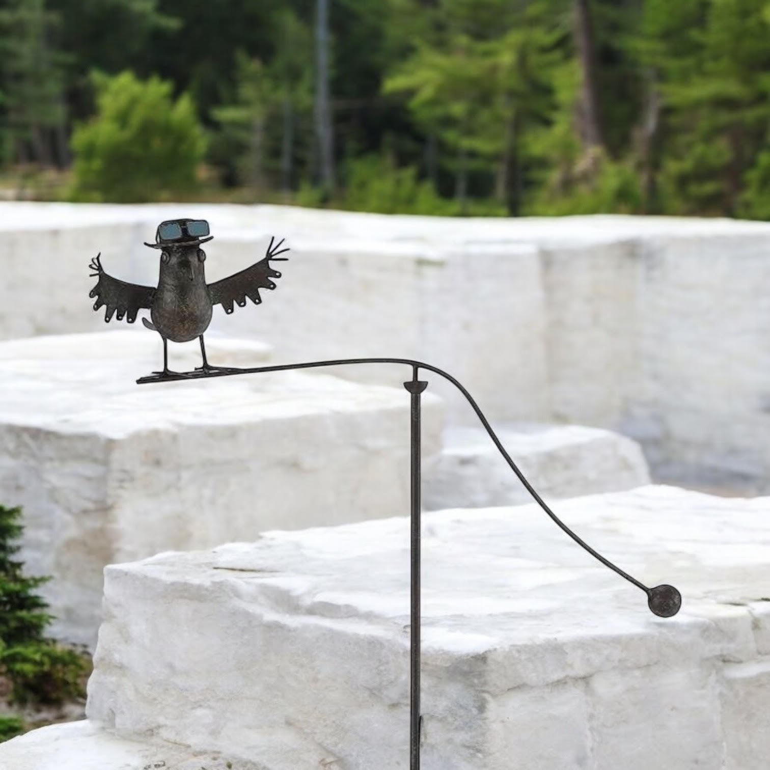 MSL 55" Metal Bird Garden Stake, Hand Finished, for Garden, Potted Plants, Flower Beds, and Lawns