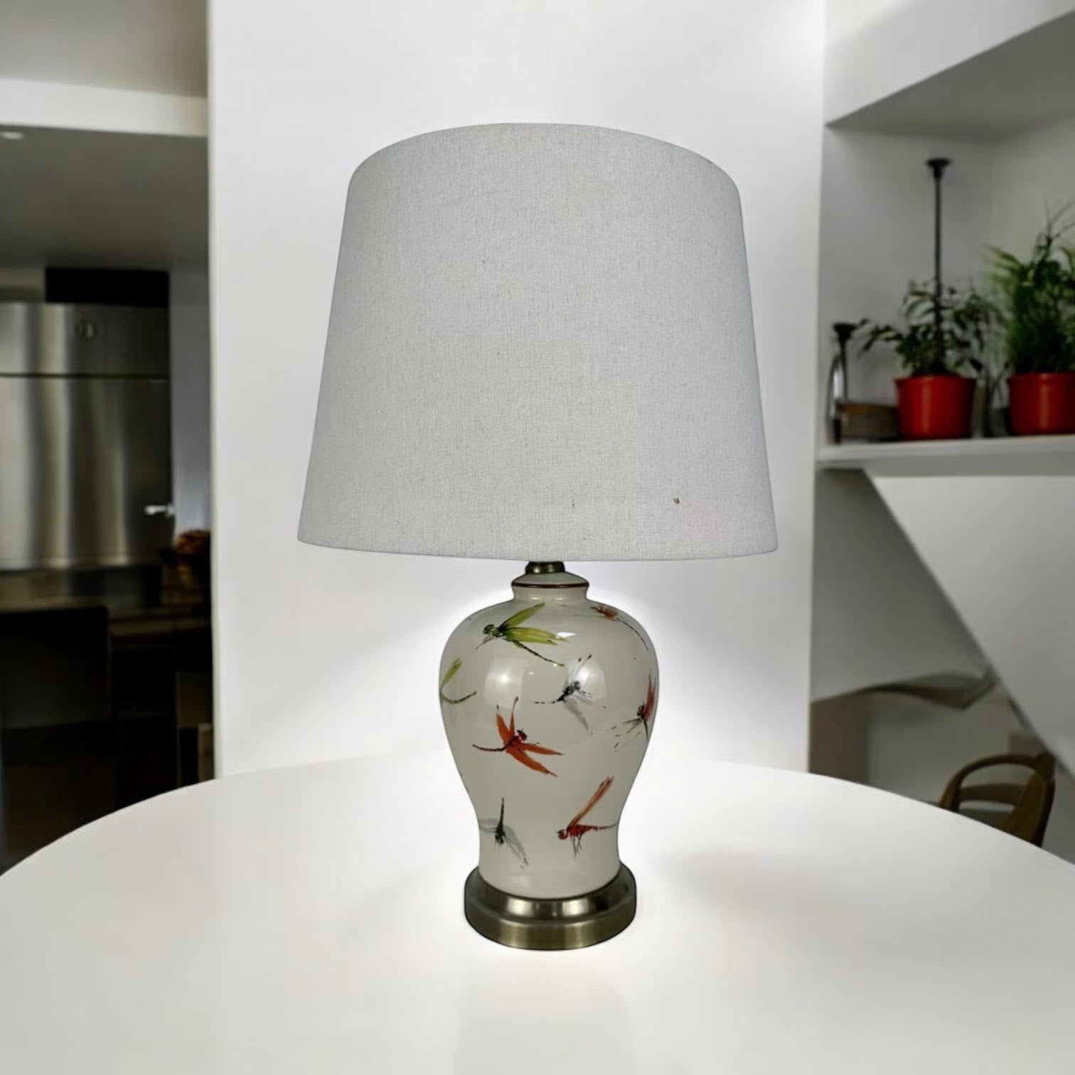 MSL Traditional Ceramic Table Lamp Base and Shade with Inline Rocker Switch, Double Insulated, Suitable for Living Room or Bedroom