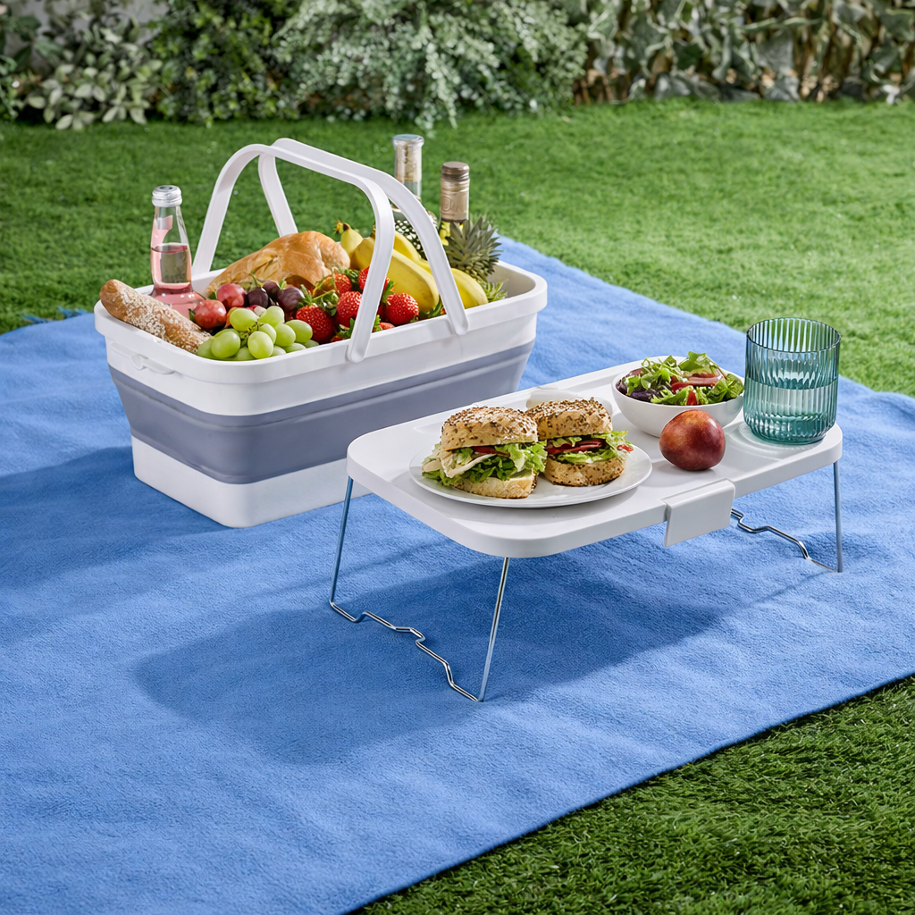 <h1>Collapsible Picnic Basket with Tray for Easy Outdoor Dining</h1>