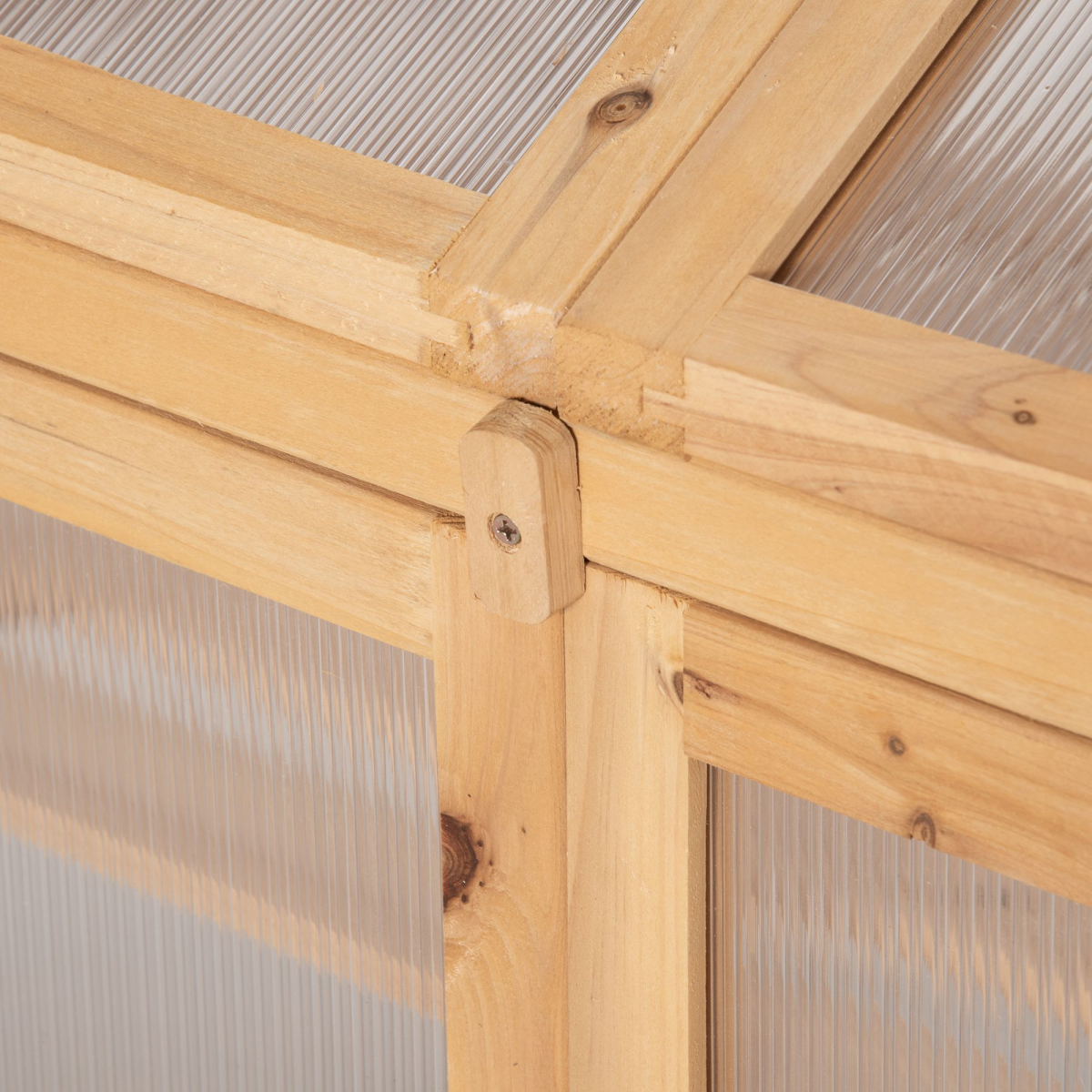 Outsunny Wooden Greenhouse Cold Frame with Polycarbonate Panels, Double Doors, Removable Shelves, Brown, 70x50x120cm