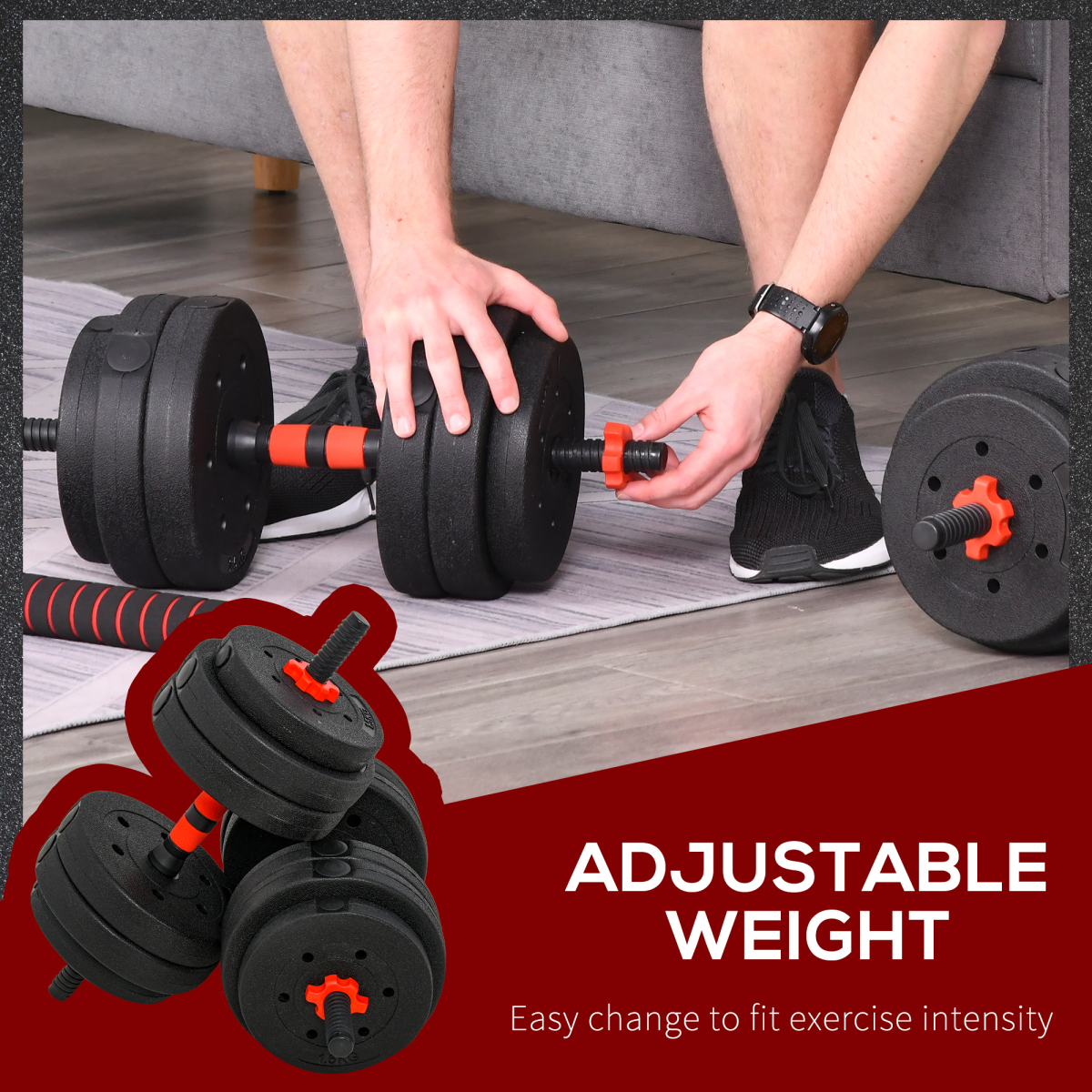 25kg Adjustable 2-in-1 Barbell and Dumbbell Weight Set for Body Fitness