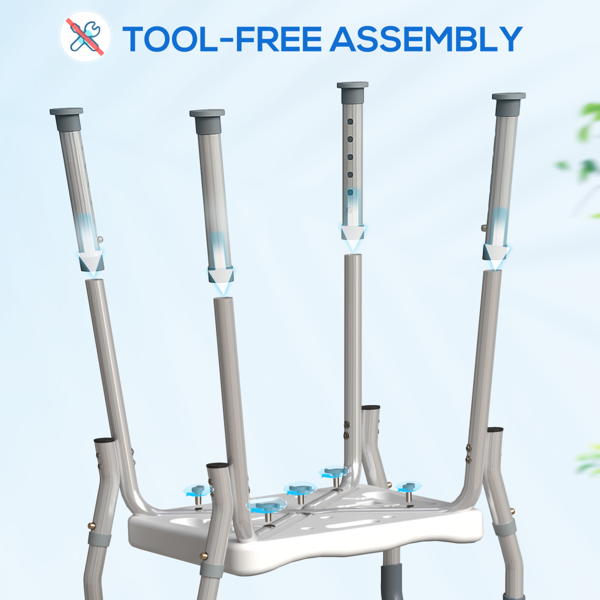 HOMCOM Adjustable Aluminium Bath Chair, Rust-Free, Grey