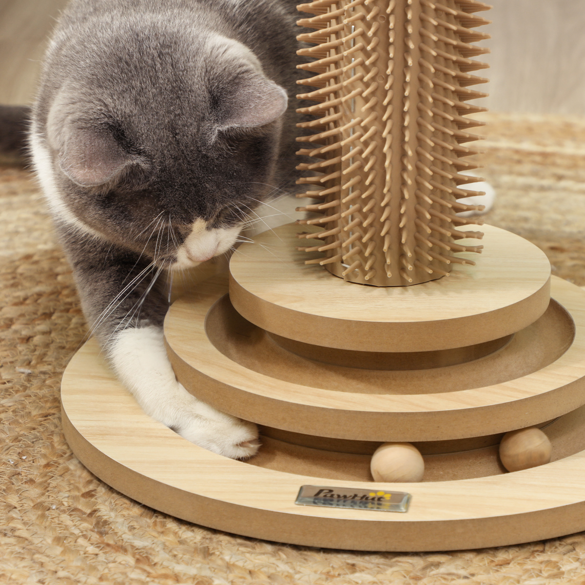 PawHut 49cm Cat Scratching Post with 4 Track Balls, Indoor