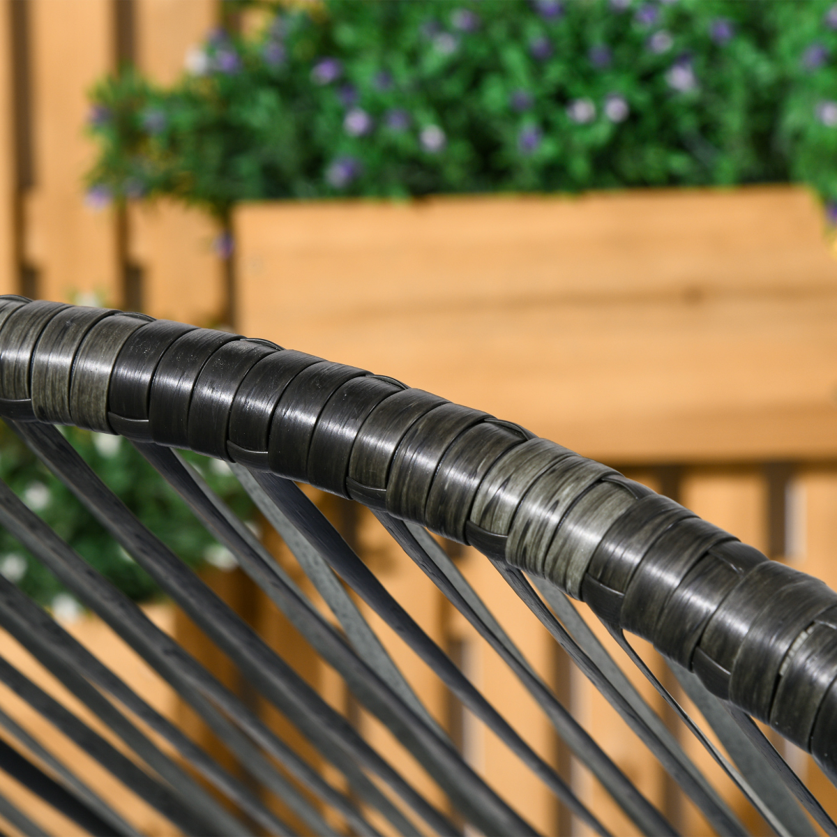 Outsunny Grey Rattan Egg Chair with Cushion and Headrest
