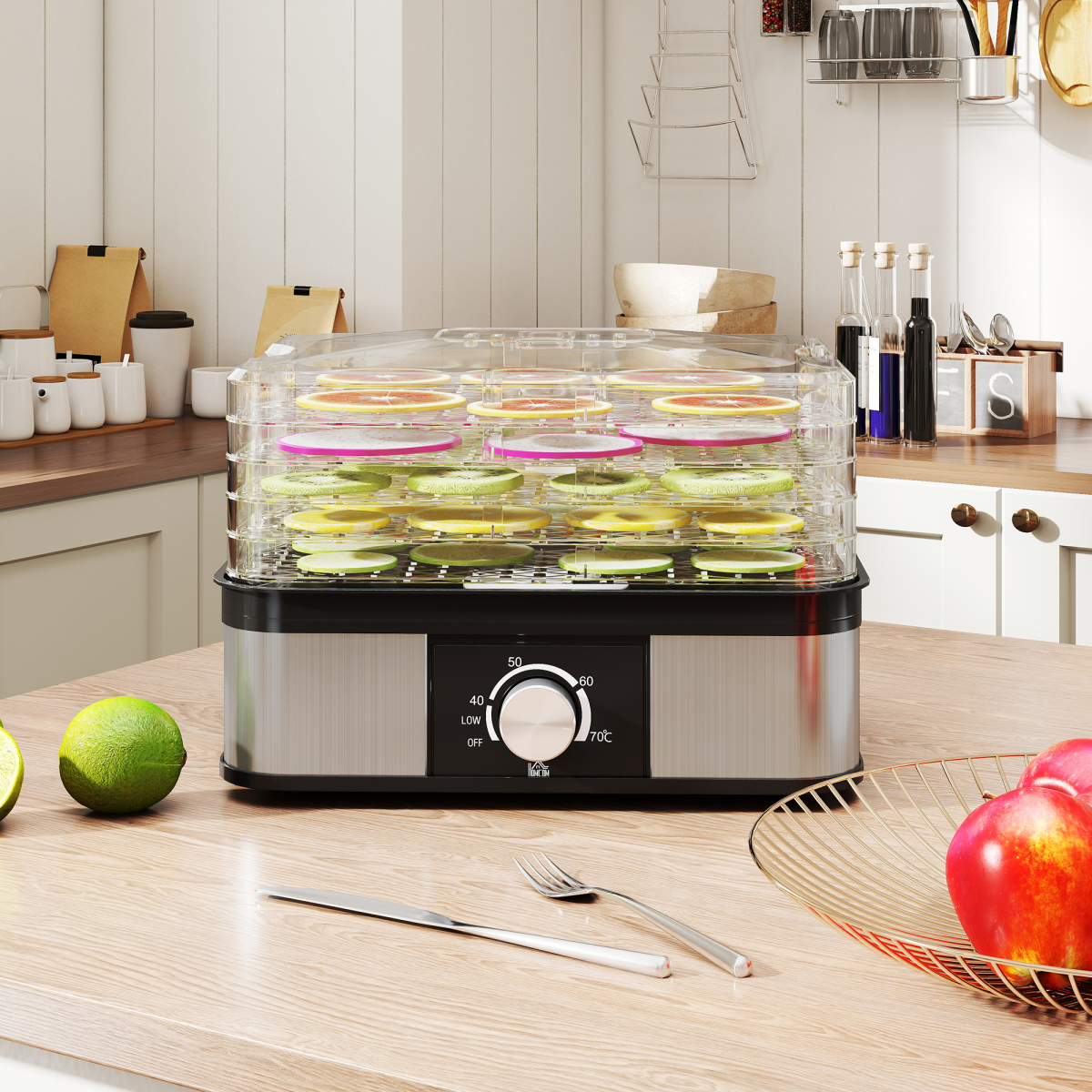 HOMCOM 5-Tier Food Dehydrator, 245W, Adjustable 35-70°C, Black