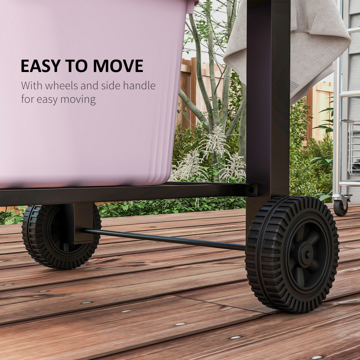 Outsunny Charcoal BBQ Grill Trolley with Wheels, Side Shelf & Thermometer