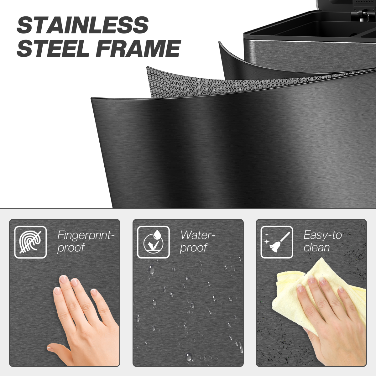 HOMCOM 3 x 20L Triple Kitchen Recycling Pedal Bin, Black