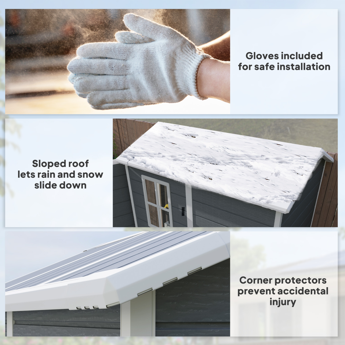 Outsunny Grey Weatherproof Secure Outdoor Tool Shed with Lock