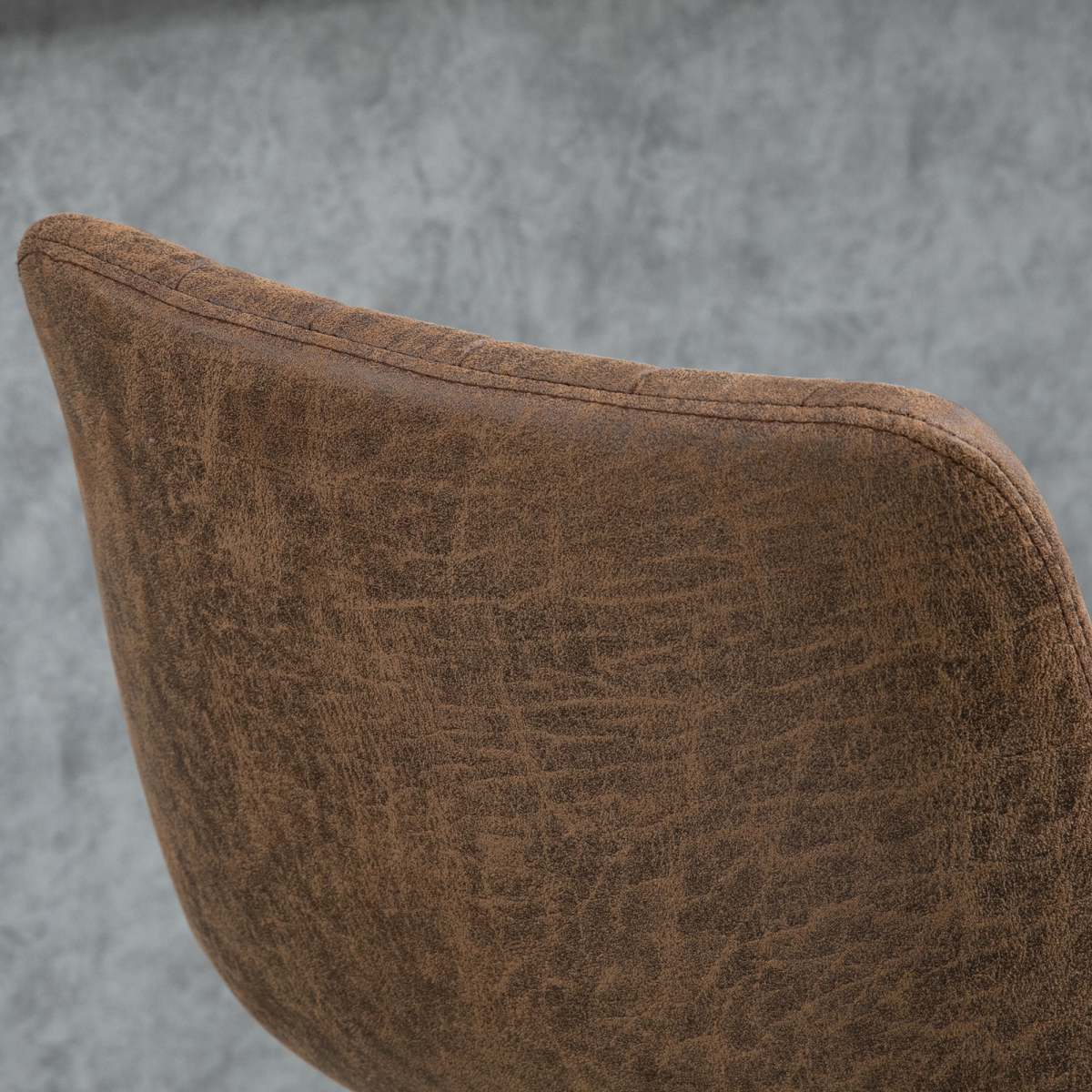 Set of 2 Retro Microfibre Tub Bar Stools with Adjustable Height, Metal Frame and Footrest, Brown