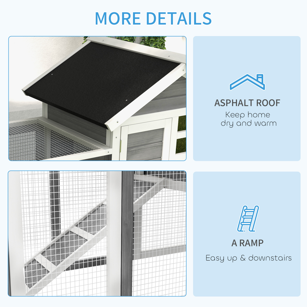 122cm Wooden Rabbit Hutch with Outdoor Run, Ladder and Pull-Out Tray