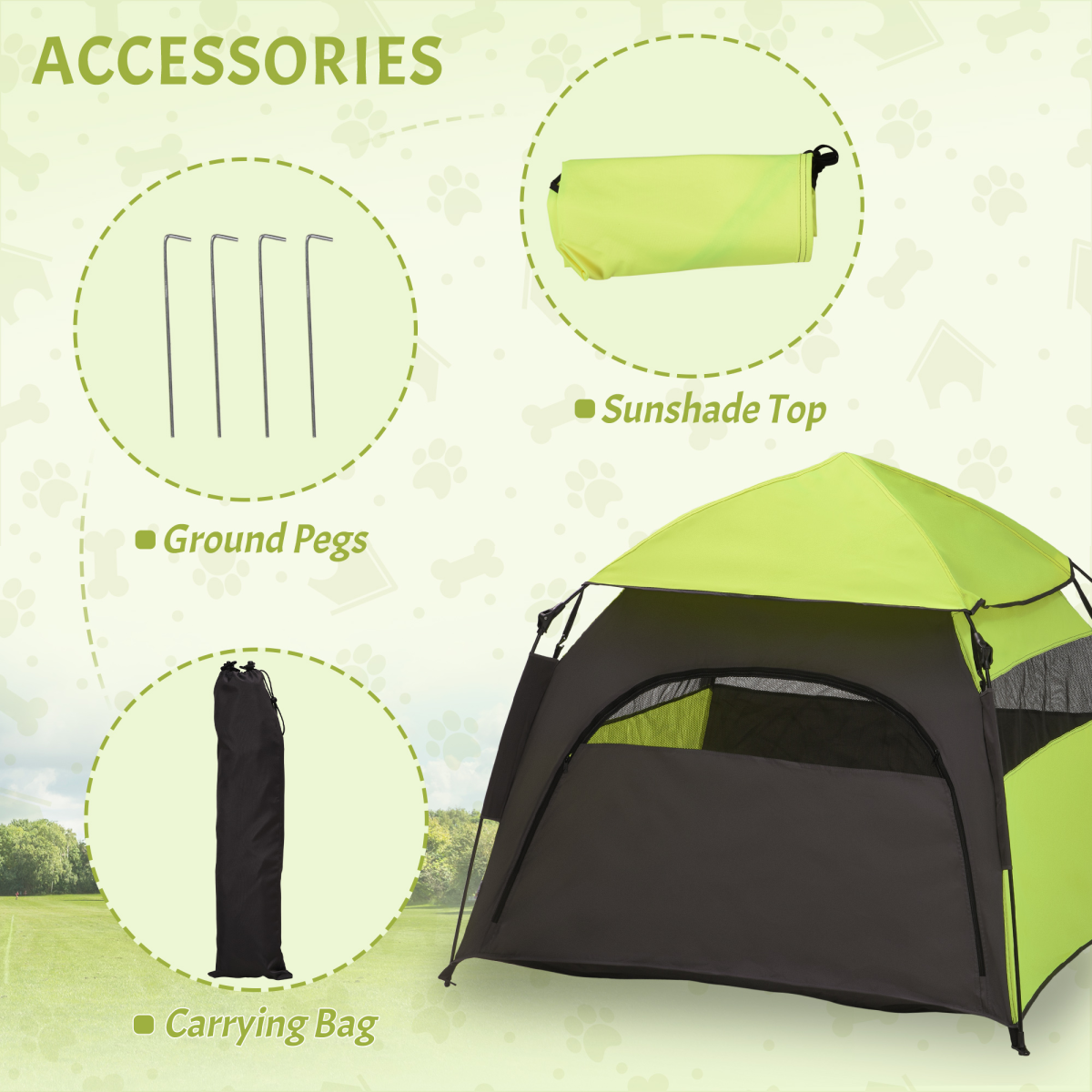 PawHut Foldable Waterproof Pet Tent with Mesh Windows & Carry Bag