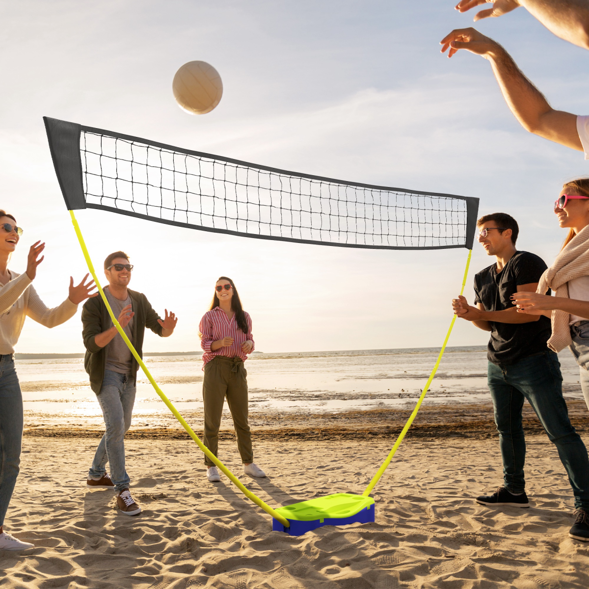 SPORTNOW Portable Badminton & Volleyball Net Set, Rackets, Shuttlecocks