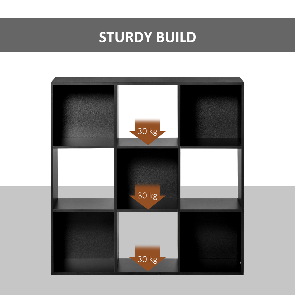 9 Cube Particle Board Storage Cabinet Bookcase Bookshelf for Home Office, Black